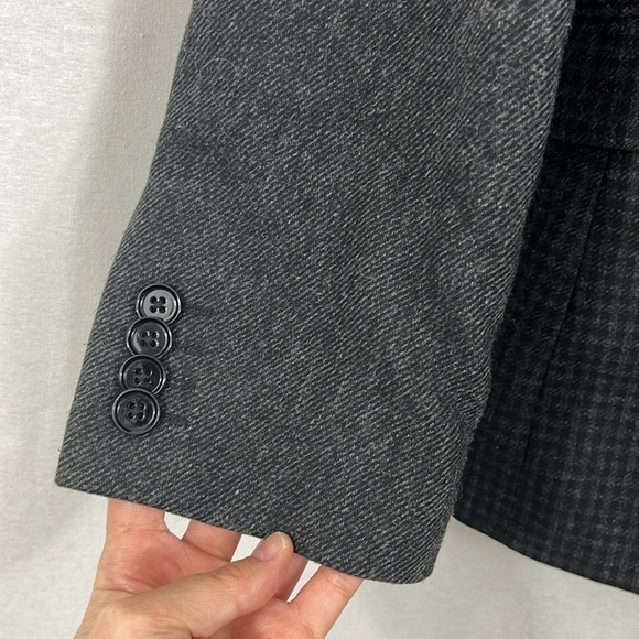 Express Photographer Fitted Wool Blend Mixed Pattern Gray Blazer Mens Size 38R - Picture 5 of 15